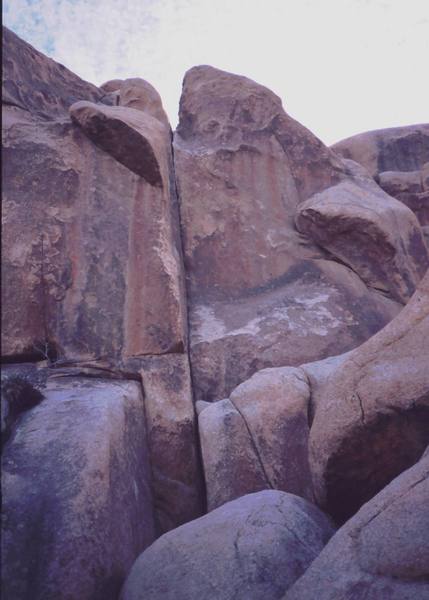 'The Falcon' (10b) Ascends the short but fun dihedral to overhang prominant in this photo. Image by Bubb, 1/05.