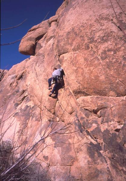 Chris Parks on Report all Gunshot Wounds (5.10 S) at the Corral Wall. Photo by Tony Bubb, 1/0.