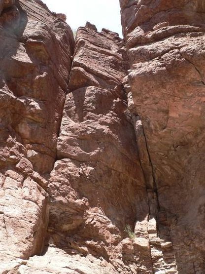 The climb goes up the ~ center of the middle buttress in this photo.