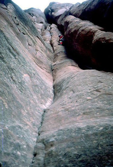 Brian Povolny on Spider Rock. Photo; Todd Gordon.
