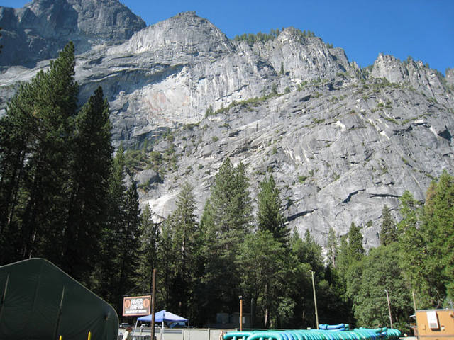 The staircase falls area is the wall directly behind the raft rentals.