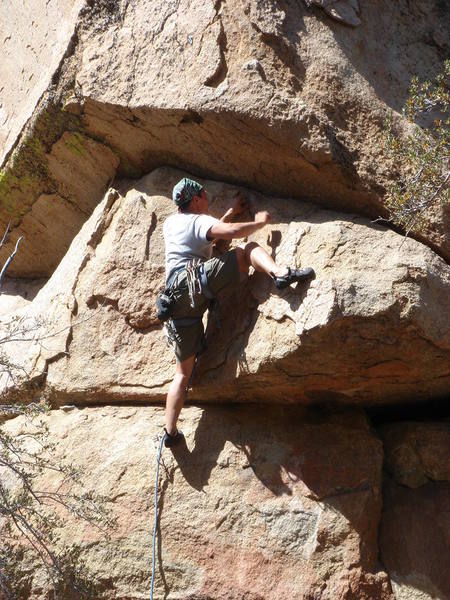 Chris Aeria starting the crux of Bacon Taco.