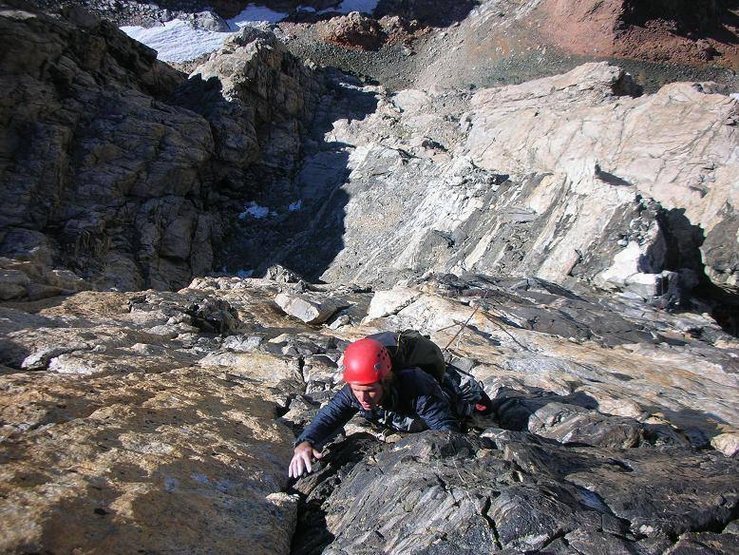 Some fellow climbers were nice enough to send me this photo of myself near the top of the black face pitch.