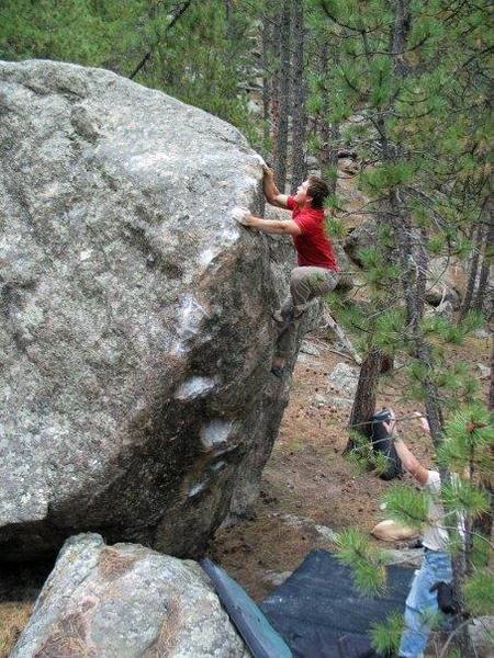 This is me topping out Torso Fritter while being spotted by Tyler. The photo was taken by Christian Baird.