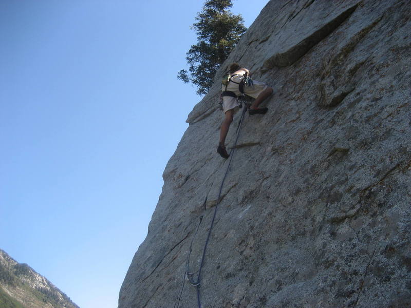 The first piece is the start of the crack portion of the last pitch.