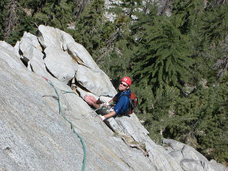 Graham at the belay of the second pitch