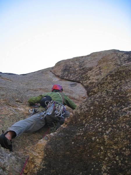 Malmgren peering up at the 11- finger crack of pitch 5