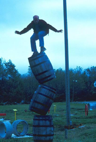 Dave pratices his act for the Baraboo circus.