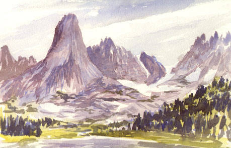 Pingora and Wolf's Head in a watercolor by Mark Vinsel. Curiously, this image seems backwards to me.