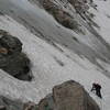 Nancy Bell nears the top of Lamb's Slide, 7-25-07.
