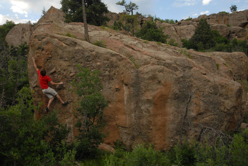 Stephen offering a better view of Plate Boulder. Great little v3ish problem on this side. A couple more routes are on this boulder.