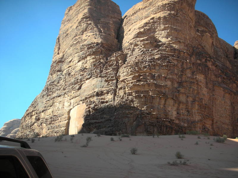 8 pitch line Bedouin Camel Boys, III, 5.10c ascends the arete left of great cleft<br>