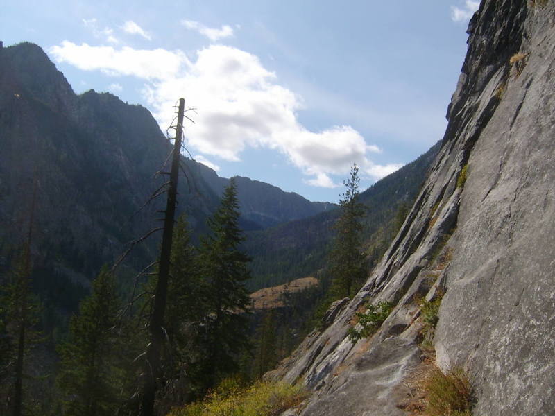 looking up Snow Creak Valley from pitch one.