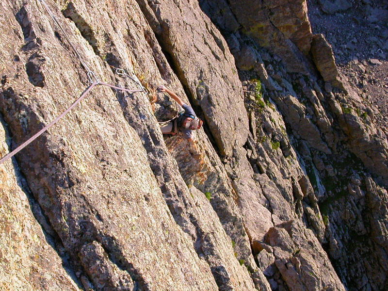 Justin Dubois following the direct (Tormalehto) finish to The Big Steep. 7-2-03
