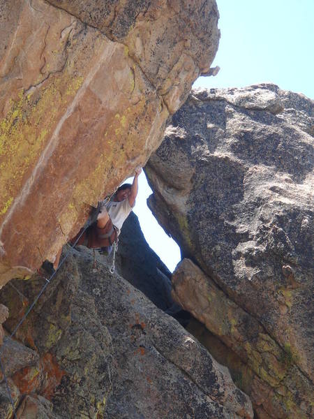 Tom Donnelly starting the crux sequence of Incinerator