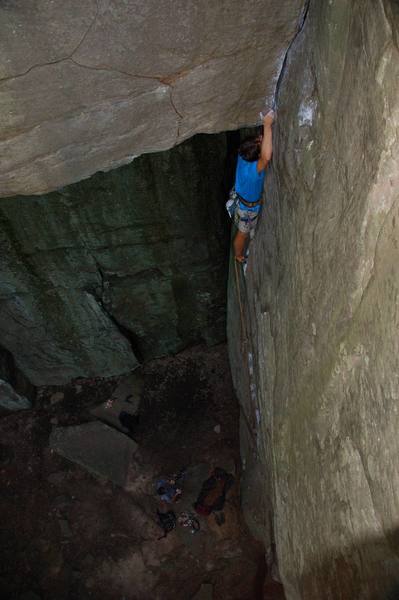 Michael Martin resting just before the crux