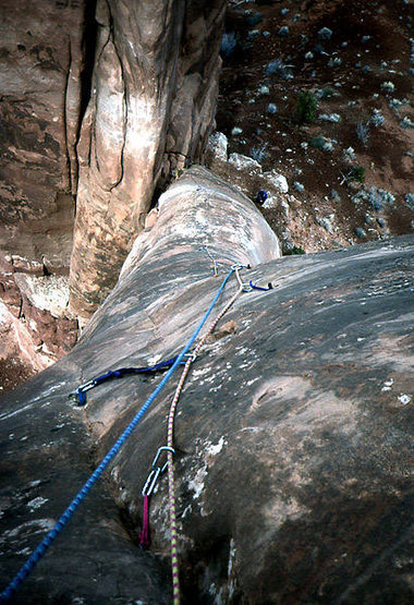 The funky low angle pitch one. I understand this pitch now has bolts. Photo; Todd Gordon