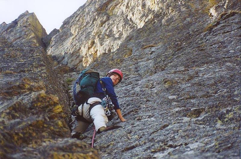 Lisa Foster on the upper pitches of the Great Dihedral.