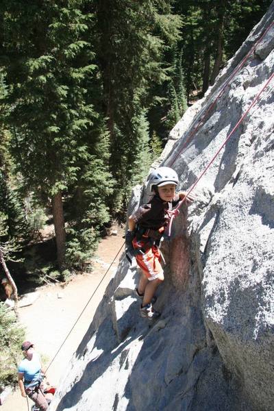 Michael chalks up before the tricky middle section.
