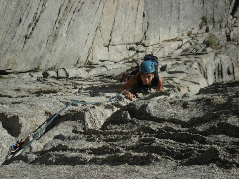 Anne working out the arete of the 2nd pitch
