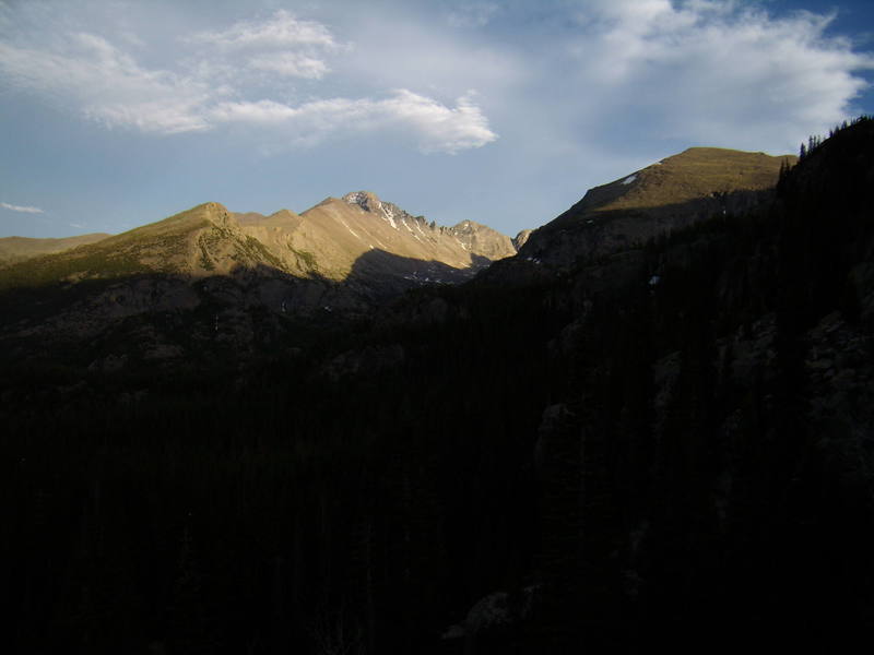 Longs Peak at sunset from the hike out to Bear Lake. June 2007.