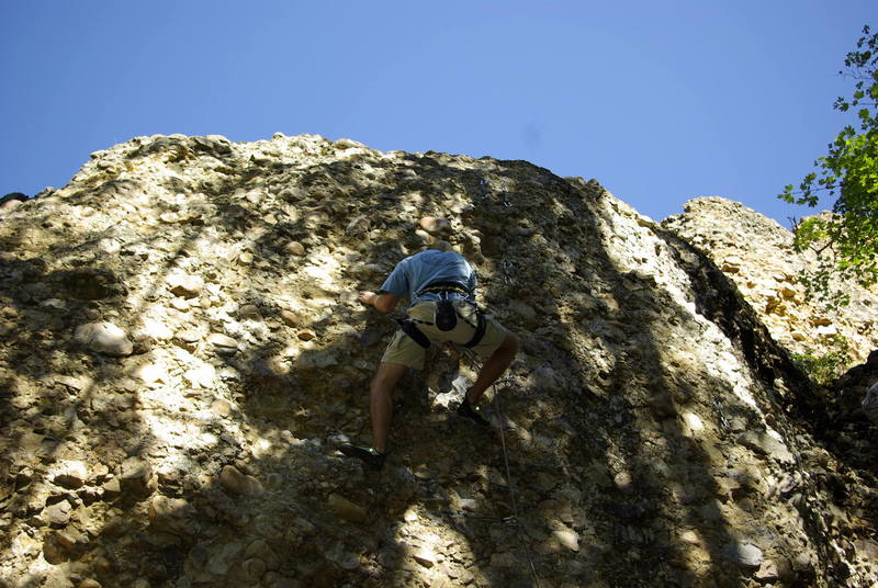 Just before the crux on EIS (5.10b)