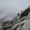 Trask on the upper Exum Ridge with weather coming in. Aug of 07 (photo by Slade Bradbury)
