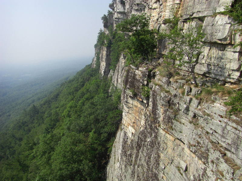 Looking south on the Trapps wall from the top of the second pitch of High Exposure
