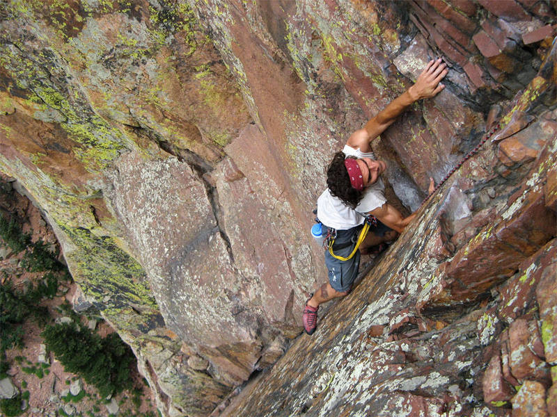 Anthony Yenason on the fourth pitch dihedral of Yellow Spur.