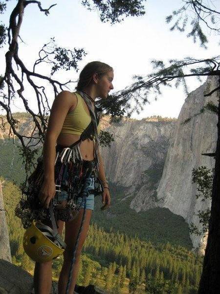 me getting ready to climb the east buttress of middle cathedral in yosemite
