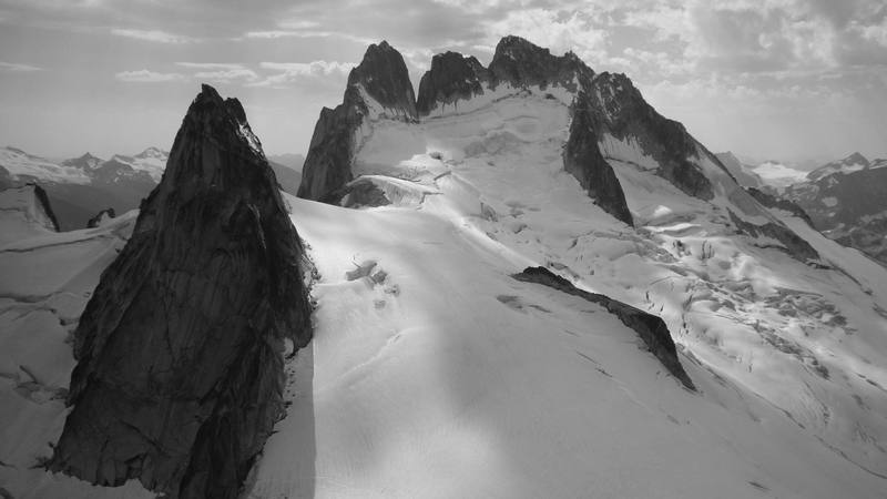 Pigeon Spire and the Howser Towers as seen from the summit of Snowpatch.