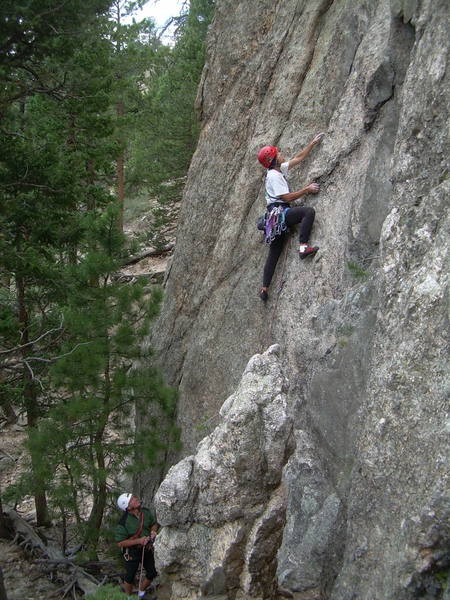 Nice climbing. Seems to have cleaned up, but still mica-rich rock makes for careful movements.