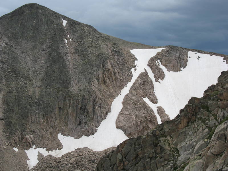 Tyndall Gully and Tyndall Glacier as seen from Flattop Mountain, 7-21-2007.