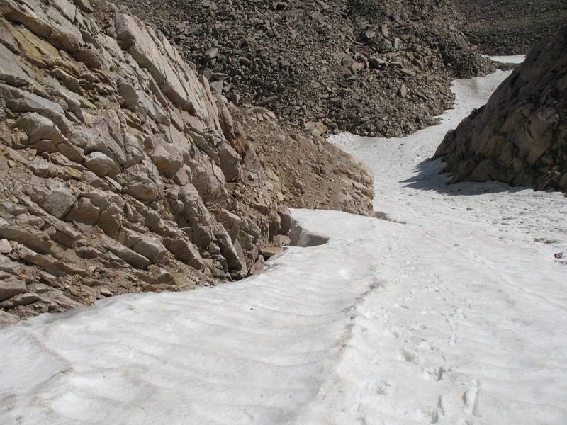 Looking down from halfway up Tyndall Gully, 7-21-2007.