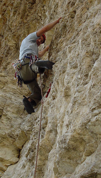 Above the third bolt on <em>Hamster Forever</em>.