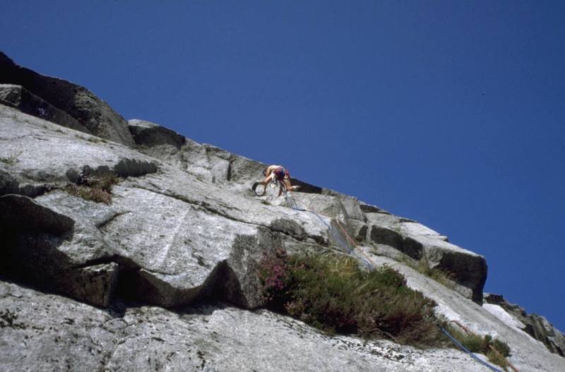 The crux pitch of Spartan Slab, 5.8 (VS 4c)
