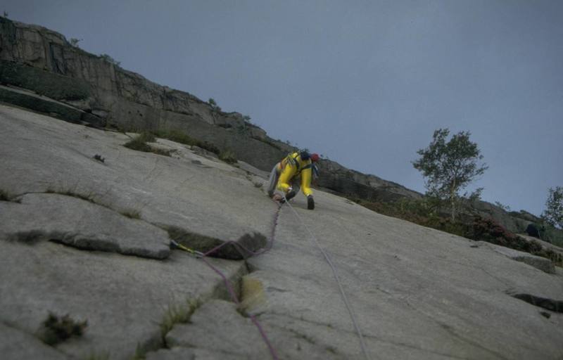 Running it out on pitch 4 of Swastika (5.10c R), E2 5c.