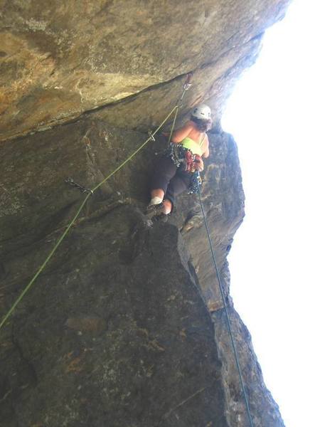 Silvia inspecting the moves from the rest under the Gneiss Roof.