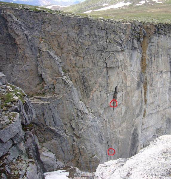 Climbers on Good Evans, Black Wall of Mount Evans. Photo by Trask Bradbury.