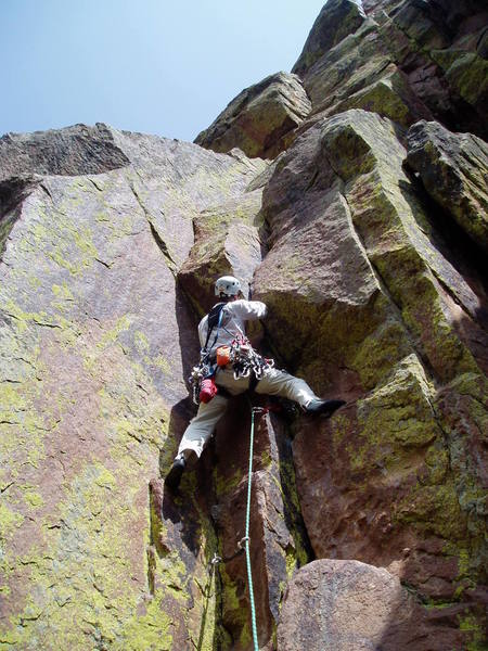 Lenny protecting the crux.