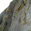 A climber on P1.