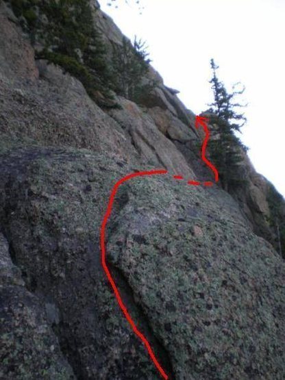 Middle of route. Aim for dead tree, if it's still there.