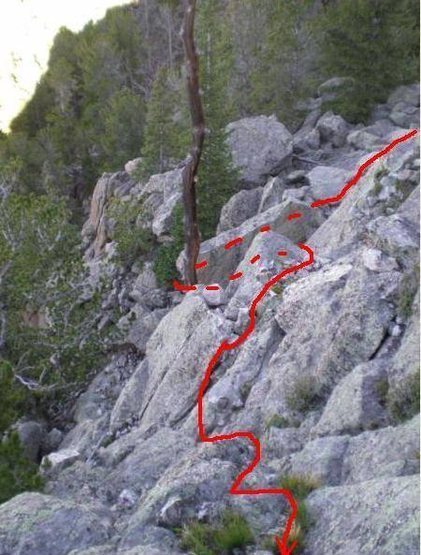 Looking back from near the top of the route.