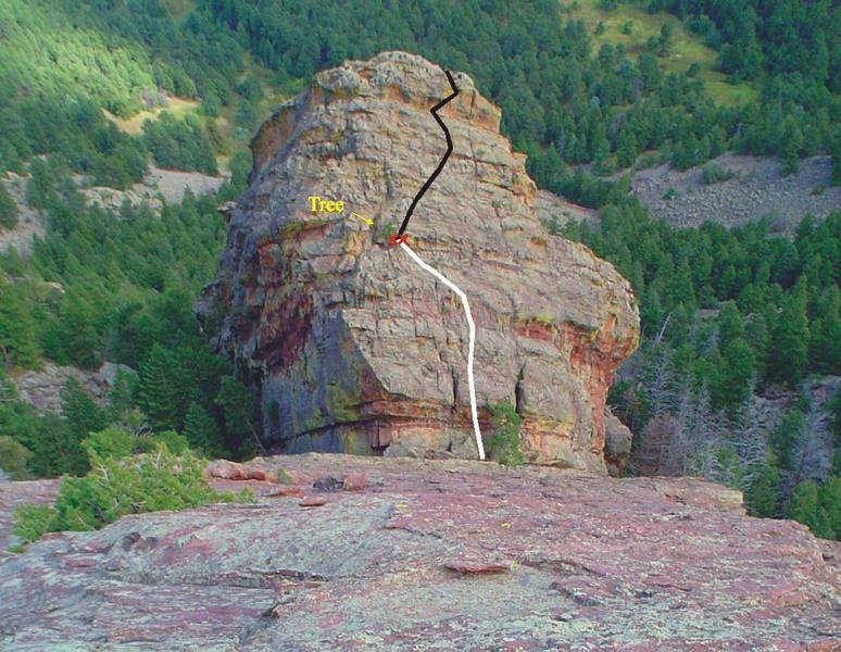 Rappel station & route off the first (east) slab.