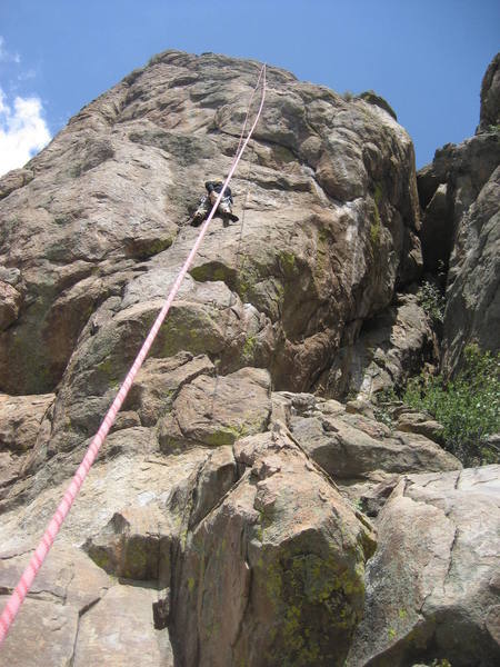 C. Love just below the crux.