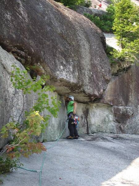 dave at the top of the arch (looking up from the thread belay) just before getting to lunch ledge...