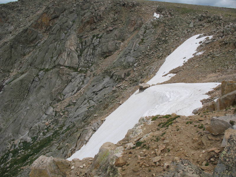 The top of East Couloir, 7-21-2007. This photo is actually a continuation of the previous, taken from the exact same spot.