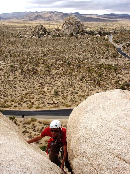 Joe topping out the Bat Crack. Turtle Rock is in the background.