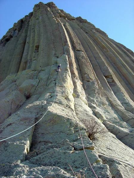 First pitch of Direct Southwest is easy and a lot of fun.  2 rope rappell.