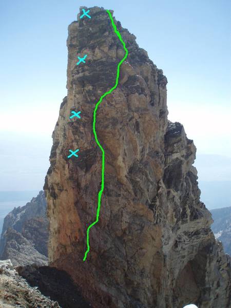 Route = Green<br>
Rap Stations = Blue X's. This is a rough approximation, but they are along this portion of the face and easily located.